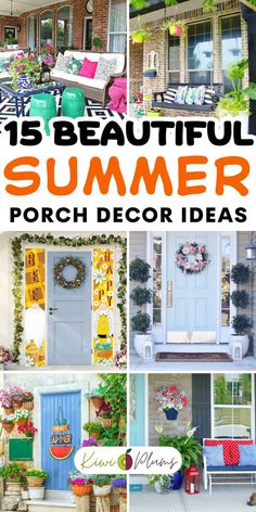 Looking for beautiful Summer Porch Decor ideas? Whether you're going for a rustic, farmhouse or a modern porch decor with a colorful look, we've got you covered. Try out some DIY Summer Porch Decor projects to add a personal touch to your space, or check out our Boho porch decor ideas for a fun and relaxed atmosphere. Don't forget to add some outdoor lighting and a summer wreath to complete the look! Get ready for the perfect summer front porch decorating ideas! Summer Porch Decorating Ideas, Boho Porch Decor, Modern Porch Decor, Boho Porch, Modern Porch, Diy Recycled Projects, Entryway Inspiration