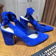 Lord & Taylor Cobalt Blue Sling Back Block Heels Size: 10/40 New Without Tags Original Price $99 Blue Slingback Heels With 4-inch Heel, Blue Slingback Pumps With Round Toe For Party, Chic Blue Slingback Pumps With Block Heel, Chic Blue Block Heel Slingback Pumps, Blue Slingback Pumps With Round Toe For Evening, Blue Round Toe Slingback Pumps For Evening, Blue Slingback Heels For Formal Occasions, Blue Slingback Pumps With Block Heel, Blue Block Heel Slingback Pumps