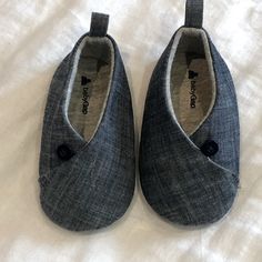 Size 6-12 Months Casual Blue Booties For Playtime, Casual Slip-on Booties For Playtime, Casual Blue Booties With Soft Sole, Casual Spring Booties For Playtime, Casual Spring Booties For Outdoor Play, Casual Closed Toe Booties With Soft Sole, Denim Baby, Gap Shoes, Baby Walker