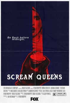 a movie poster for scream queens with a knife sticking out of the side of it