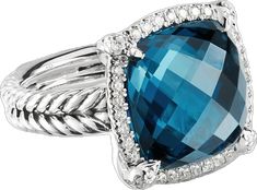 Elegant Diamond Topaz Ring With Pave Setting, Elegant Topaz Ring With Pave Setting For Formal Occasions, Fine Jewelry Blue Topaz With Pave Setting, Elegant Topaz Ring With Diamond Accents In Sterling Silver, Demi Fine Jewelry, Chatelaine, Fine Watches, Fine Rings, Fine Earrings