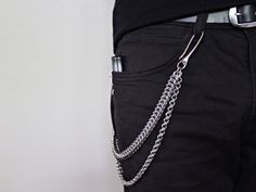 Our Double Strand Wallet Chain is hand woven link by link. This is a pretty heavy wallet chain. It is made using the finest stainless steel we can get our hands on and finished with top quality nickel clips. Built to last, this chain will not rust or fall apart. The shorter chain has our Kings Link weave, the other longer chain is our classic Iron Heart chain. Available with an oval clip (#1), trigger clasp (#2), or hook (#3) 16 gauge stainless steel Measures approximately 20 inches (51 cm) at l Chain Pants, Smart Working, Silver Wallet, Wallet Chains, Unique Wallets, Mens Silver Jewelry, Biker Wallet, 2020 Vision, Iron Heart