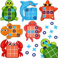 an assortment of sea animals and fish themed magnets for kids to use in their crafts