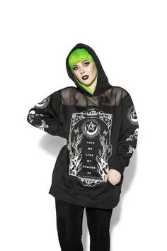 Love Me Like My Demons Do - Oversized Mesh Hoodie – Blackcraft Cult Alternative Oversized Hoodie With Graphic Print, Oversized Graphic Hoodie For Alternative Fashion, Oversized Graphic Print Hoodie For Alternative Fashion, Hooded Hoodie With Letter Print For Alternative Fashion, Long Sleeve Graphic Print Hoodie For Alternative Fashion, Oversized Hooded Hoodie For Alternative Fashion, Oversized Crew Neck Alternative Hoodie, Alternative Style Oversized Hooded Top, Oversized Casual Hoodie For Alternative Fashion