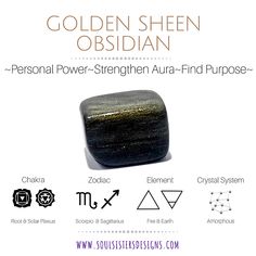 Golden Sheen Obsidian, Obsidian Crystal, Sheen Obsidian, Magical Stones