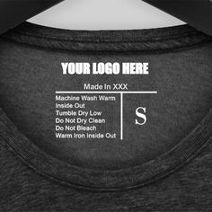 a black t - shirt with the words, your logo here and instructions on it