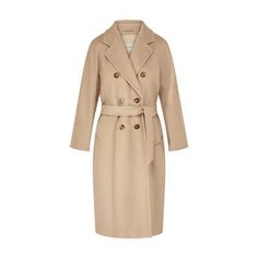 Long coat, notched tailored collar, side welt pockets, visible stitching, double-breasted button closure, roll up kimono sleeves to fit arm length, length 120 cm Luxury Spring Wool Coat With Double Button Closure, Luxury Wool Coat With Double Button Closure For Spring, Spring Wool Coat With Lapel Collar And Concealed Placket, Beige Double-breasted Wool Coat For Work, Luxury Double-breasted Spring Pea Coat, Chic Long Gabardine Wool Coat, Luxury Pea Coat With Lapel Collar For Spring, Timeless Spring Outerwear With Double Button Closure, Luxury Pea Coat With Double Button Closure For Spring