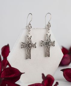 925 Sterling Silver Cross Earrings Artisan Crafted Filigree Dangle Drop Cross Earrings Christian Religious Jewelry Gifts Boxed for Her Material: 925 Solid Sterling Silver Earrings Length: 2.10 inches Width: 0.75 inches Finishing: Oxidized and Polished Matching pendant is available Comes with a gift pouch and box Free Domestic Shipping It is a gift that will create memories for years to come. Our fine silver jewelry is Made in our exclusive Artisan workshops in Turkey. Our aim is to exceed all th Silver Cross Earrings, Stamped Earrings, Fine Silver Jewelry, Sterling Silver Filigree, Cross Earrings, Sterling Silver Cross, Silver Rings Handmade, Unisex Jewelry, Cross Pendant Necklace