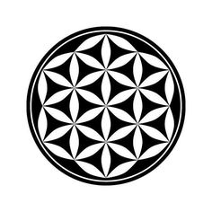 the flower of life symbol is shown in black and white