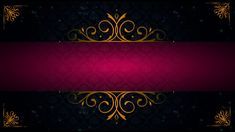 a black and pink background with gold designs on the bottom, along with a red stripe