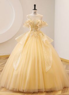 Light Yellow Backless Out off Shoulder Tulle Party Dress