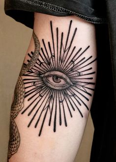 an all seeing eye tattoo on the leg