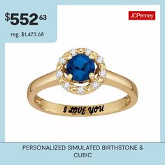 Ring Style: Halo RingsFeatures: PersonalizedSetting: ProngStone Cut: RoundMetal Color: YellowRing Gallery Height: 6.3mmRing Top Length: 25.3mmRing Top Width: 21.8mmCare: Wipe CleanMetal: 10k GoldAssembled in the US from Imported Materials Birthday Diamond Ring In Fine Jewelry Style, Fine Jewelry Diamond Ring For Birthday, Birthday Fine Jewelry Diamond Ring, May Birthstone Ring With Diamond Accents As A Gift, Fine Jewelry With Center Stone For Birthdays, Fine Jewelry With Center Stone For Birthday, Gift Rings With Diamond Accents And Round Stone, Gift Rings With Diamond Accents, Diamond Ring With Birthstone For Anniversary, Round Stone