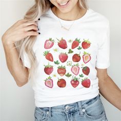 Women Fashion 90s Strawberry Fruit Print Short Sleeve Summer Tshirts Fashion Clothes Graphic T Top Lady Print Female Tee T-shirt Vintage Strawberry Print Short Sleeve T-shirt, Strawberry Print Graphic Tee With Crew Neck, Strawberry Print Crew Neck Graphic Tee, Summer Graphic Tee With Strawberry Print, Summer Strawberry Print Graphic Tee, Spring Strawberry Print Crew Neck T-shirt, Spring Crew Neck T-shirt With Strawberry Print, Summer Strawberry Print Graphic T-shirt, Trendy Strawberry Print Crew Neck T-shirt