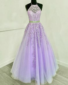 Prom Dresses Tulle, Pagent Dresses, Lavender Prom Dresses, Tulle Balls, Halter Prom Dresses, Dresses Tulle, Champagne Dress, Prom Dresses With Pockets, Satin Dress Long