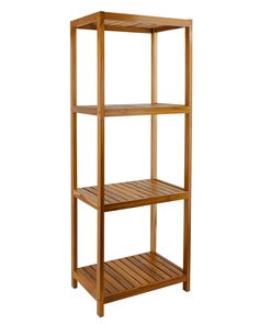 a wooden shelf with three shelves on each side and one shelf below the shelf is made out of teak wood