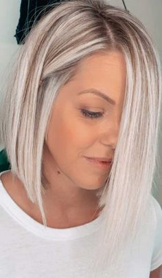 Lob Hairstyles, Icy Blonde Hair, Blonde Bob Hairstyles, Bob Hairstyles With Bangs, Lob Hairstyle, Platinum Blonde Hair, Hair Length, Face Shape