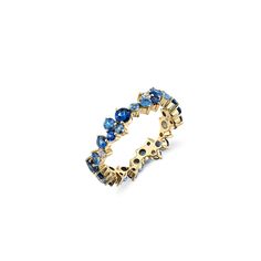 Gold & Sapphire Cocktail Eternity Ring - Sydney Evan Fine Jewelry Layering Diamond Necklaces, Sapphire Eternity Ring, Hand Chain Bracelet, Sapphire Wedding Band, Silver Diamond Ring, Band Design, Sapphire Wedding, Sydney Evan, Sapphire Stone