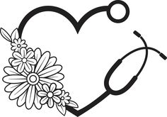 a stethoscope and flowers in the shape of a heart with a stethoscope on it