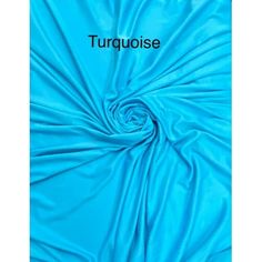 turquoise blue fabric with the word turquise in black on top of it