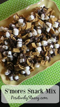 s'mores snack mix in a bowl on a table