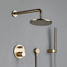 an image of a shower faucet with thermostaer and hand shower head