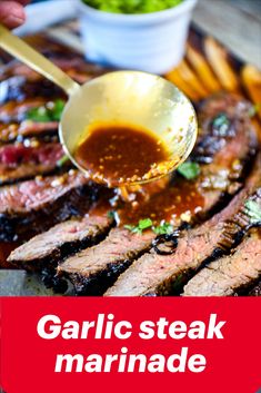 grilled steak marinade being drizzled with sauce