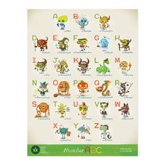 a poster with different animals and letters on it