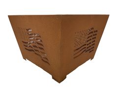 an american flag laser cut out on the side of a lamp shade that is brown