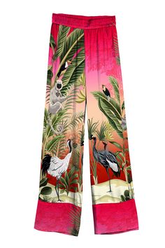 Kyle-Richard-Designer-Women-Pants Jungle Monkey, Silky Pants, Monkey Print, Designer Pants, Straight Leg Pant, Fashion Project, Silk Pants, Pants Straight Leg, Printed Silk