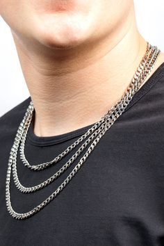 Silver Cuban-style link chain necklace. We carry 3 chain widths and 3 chain lengths, so you are bound to find one that fits you perfectly. Cuban Style, Cuban Necklace, Link Chain Necklace, Chain Link Necklace, Free Giveaway, Link Chain, Chain Lengths, Chain Necklace, Chain