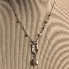 Josephine Hexagonal Pendant & Cultured Freshwater Pearl Lariat Necklace, 16" Tag Swarovski Nadri Jewelry, Pearl Lariat Necklace, Pearl Lariat, Cultured Pearl Necklace, Lariat Necklace, Womens Jewelry Necklace, Jewelry Ideas, Fresh Water, Freshwater Pearls