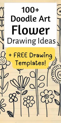 a drawing book with the title, 100 + doodle art flower drawings and free templates