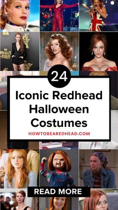 many different pictures with the words, 24 iconic redheads halloween costumes to read more