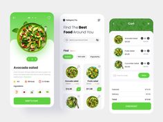 the food app is designed to look like it's being used on mobile devices