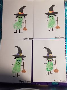 four pictures of the same character on paper