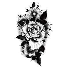 a black and white rose tattoo design