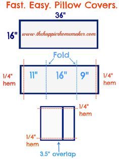 the measurements for an easy pillow cover