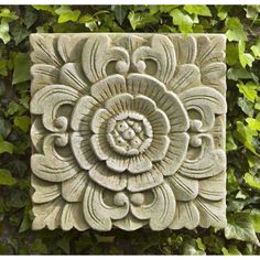 Campania International Square Eden Wall Plaque stained in the English Moss patina French Rustic Decor, Stone Garden Statues, Campania International, French Limestone, Concrete Statues, French Rustic, Brick Exterior House, Stone Statues, Outdoor Wall Art