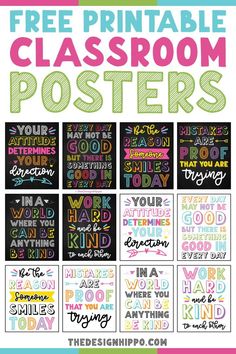 free printable classroom posters for teachers and students to use on their own school projects