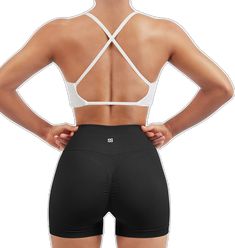 Sporty Crop Top With Built-in Shorts For Gym, Supportive Strappy Back Sports Bra For Workout, Medium Support Strappy Back Sports Bra For Workout, Strappy Back Activewear For Gym, Athleisure Sports Bra For Gym With Strappy Back, Compressive Strappy Back Sports Bra For Gym, Bra Friendly T-back Crop Top For Gym, High Stretch Strappy Back Sports Bra For Gym, Sporty Crop Top With Bra-friendly Strappy Back