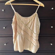 Vintage. Perfect Condition. New With Tags. Lined. Zipper On A Side. Beige Cami Vest Top, Beige Camisole Top For Party, Beige Tank Top For Party, Beige Camisole Tank Top For Party, Beige Spring Party Camisole, Spring Party Beige Camisole, Beige Spaghetti Strap Camisole For Party, Beige Spaghetti Strap Party Tops, Party Beige Spaghetti Strap Camisole