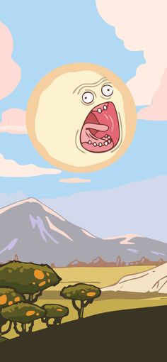 a cartoon character is looking at the sky with an angry look on it's face