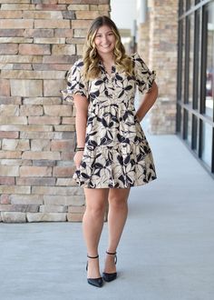 This floral dress features a puff sleeve with ruffle trim. Mckenzie is wearing a medium. White Maxi, White Maxi Dresses, Dress Romper, Cardigan Jacket, Ruffle Trim, Night Dress, Bottoms Pants, Set Dress, Homecoming Dresses