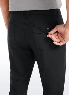 Men's 5-pocket pants are made of smooth, stretchy, and lightweight fabric, allowing you to move comfortably all day. Breathable, wrinkle-free blend and quick dry. Multi-pockets to store mobile phones, cards, and keys. Great as golf pants, slacks, or dress pants. Feature & Fitting: 
 Design for golf or daily 
 Slim fit, 34 inches 
 5 pockets 
 Zip fly, belt loops 
 Fabric: 
 Quick dry and breathable 
 Two-way stretch and lightweight 
 Smooth, wrinkle-free, shape-retention 
 100% Polyester 
 S Golf Pants, Pocket Pants, Wrinkle Free, Dress Pants, Slime, Quick Dry, Golf, Slim Fit, Pants