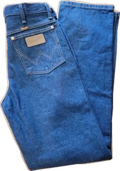 Blue Western Style Denim Jeans, Western Style Blue Denim Jeans, Denim Jeans For Rodeo, Blue Denim Jeans For Rodeo, Blue Cotton Jeans For Rodeo, Medium Wash Jeans With Five Pockets For Rodeo, Vintage Wrangler, Wrangler Jeans, Denim Jeans