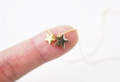 Tiny Two Gold Star Charm Necklace . Simple and Modern Necklace Dainty and Delicate Necklace Birthday Cute Gold Jewelry With Star Charm, Gold Star Necklaces For Birthday Gift, Gold Star Necklace For Birthday Gift, Cute Tiny Gold Charm Necklaces, Gold Necklaces With Star Charm For Birthday, Cute Gold Star Jewelry, Star Charm Necklace, Modern Necklace, Necklace Simple