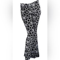 Beautiful Velvet Stretchy Bell Bottom Pants With Pentagram Pattern. So Cool. New With Tags. Gothic Cotton Bottoms For Festival, Gothic Stretch Cotton Bottoms, Gothic Stretch Bottoms For Summer, Summer Gothic Stretch Bottoms, Summer Alternative Stretch Bottoms, Summer Alternative Style Stretch Bottoms, Gothic Stretch Bottoms For Festival, Gothic Fitted Cotton Bottoms, Fitted Gothic Cotton Bottoms