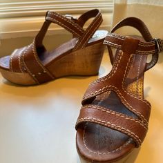 Miu Mia Wooden Wedge Sandal Size 38 Tan Leather No Box Included Wooden Wedges, Miu Miu Shoes, Wedge Sandal, Womens Shoes Wedges, Tan Leather, Wedge Sandals, Miu Miu, Wedges, Women Shoes