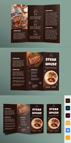 three fold brochure mockup for steak house